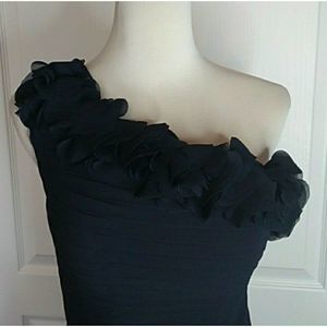 NWT ONE SHOULDER MERMAID GOWN RUCHED NAVY BLUE SIZE 6 WOMENS 6